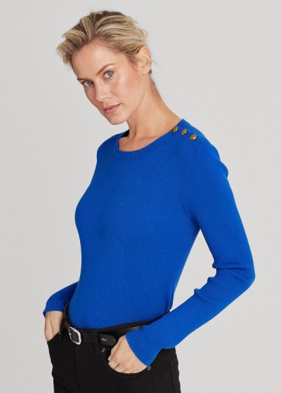 Sueter Ralph Lauren Mujer Azules - Ribbed Cotton-Blend - CJYXF9036